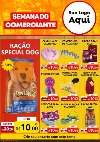 Modelo de Encarte para Encarte A4 Vertical com o tema Semana do Comerciante para Pet Shop
