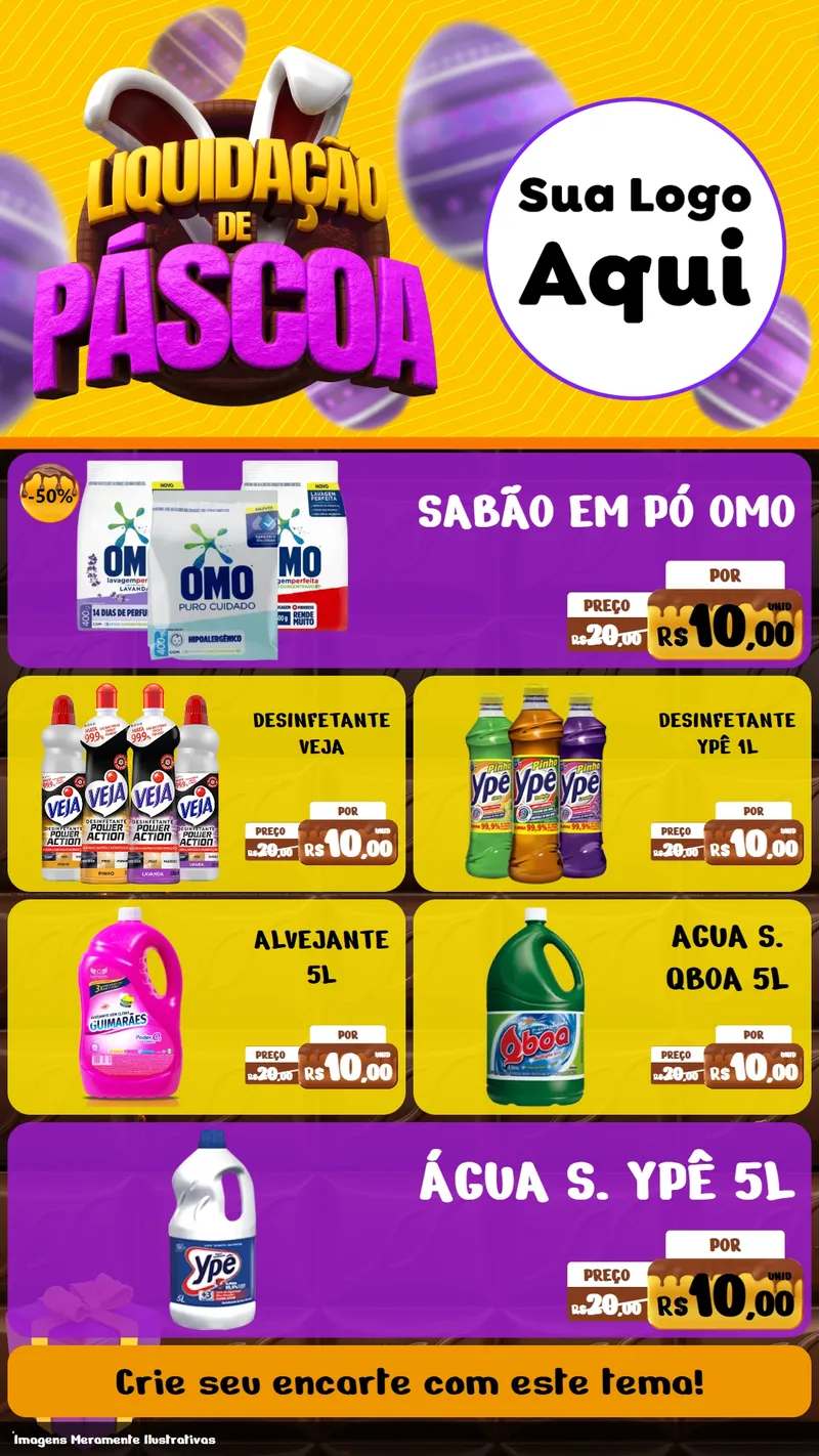 Modelo de TV para TV Vertical com o tema Liquidação de Páscoa para Produtos de Limpeza