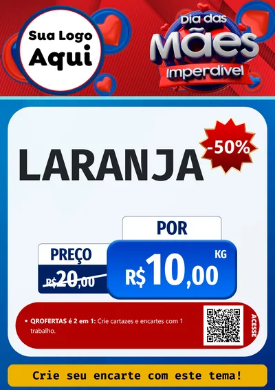 Modelo de Cartaz para Cartaz A4 Vertical com o tema Dia Das Mães Imperdível para Hortifrúti