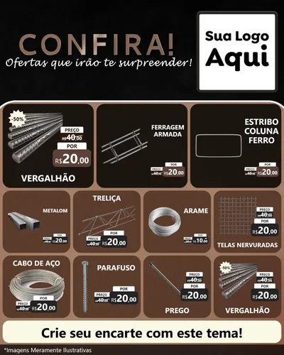 Modelo de Rede Social para Feed Instagram com o tema Confira! Ofertas que irão te surpreender! para Ferragens