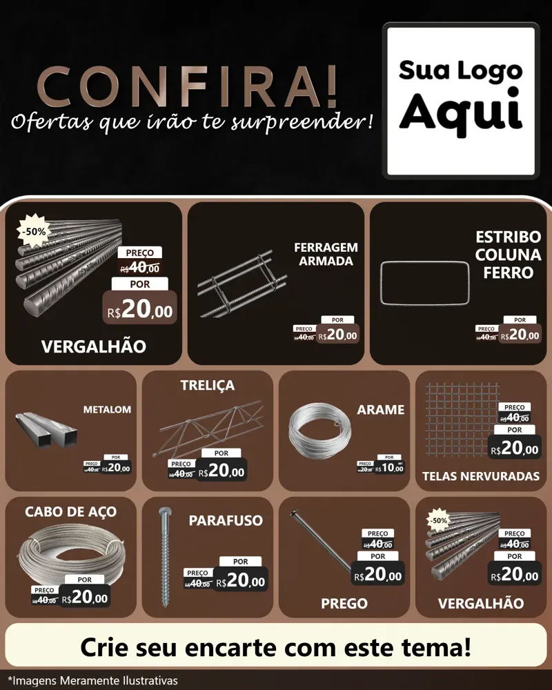 Modelo de Rede Social para Feed Instagram com o tema Confira! Ofertas que irão te surpreender! para Ferragens