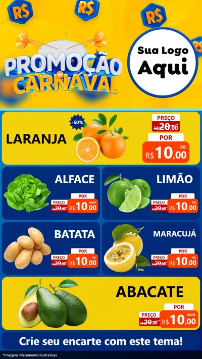 Modelo de TV para TV Vertical com o tema Promoção de Carnaval para Hortifrúti