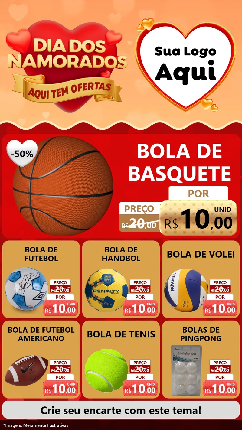 Modelo de Rede Social para Stories com o tema Dia dos Namorados - Aqui Tem Ofertas para Artigos Esportivos