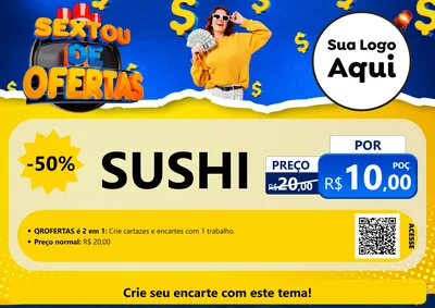 Modelo de Cartaz para Cartaz A4 Horizontal com o tema Sextou de Ofertas para Comida japonesa