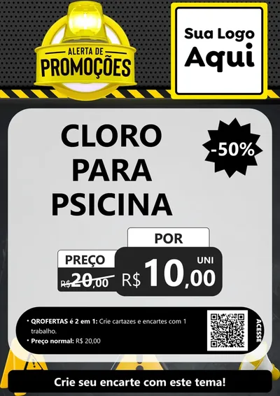 Modelo de Cartaz para Cartaz A4 Vertical com o tema Alerta de Promoções para Produtos para Piscina