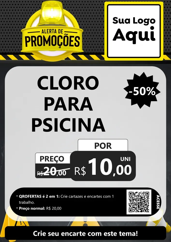 Modelo de Cartaz para Cartaz A4 Vertical com o tema Alerta de Promoções para Produtos para Piscina