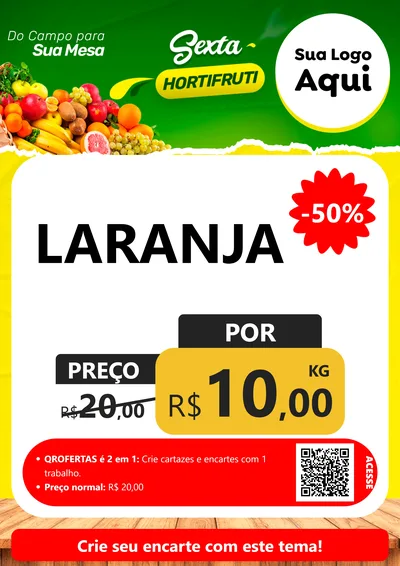 Modelo de Cartaz para Cartaz A4 Vertical com o tema Sexta hortifruti para Hortifrúti