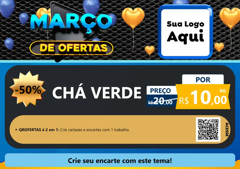 Modelo de Cartaz para Cartaz A4 Horizontal com o tema Março de Ofertas para Produtos Naturais