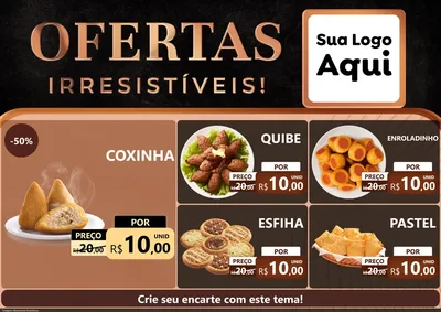 Modelo de Encarte para Encarte A4 Horizontal com o tema Ofertas Irresistíveis! para Salgadaria