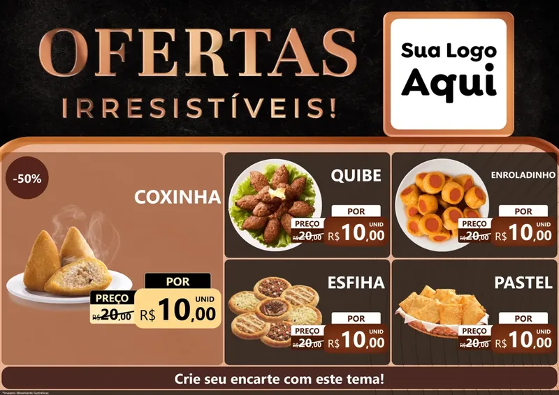 Modelo de Encarte para Encarte A4 Horizontal com o tema Ofertas Irresistíveis! para Salgadaria