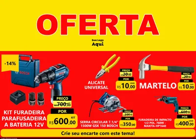Modelo de Encarte para Encarte A4 Horizontal com o tema OFERTA - Vermelho Cartaz para Maquinas e Ferramentas