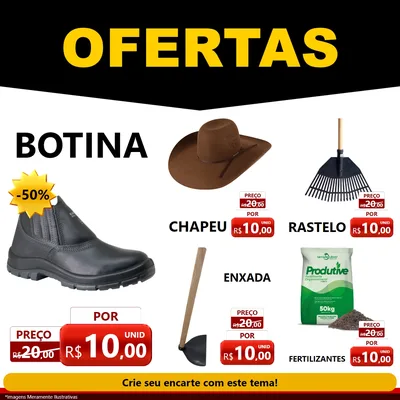 Modelo de Rede Social para Feed Facebook com o tema Ofertas Preto e Vermelho Cartaz para Agropecuária