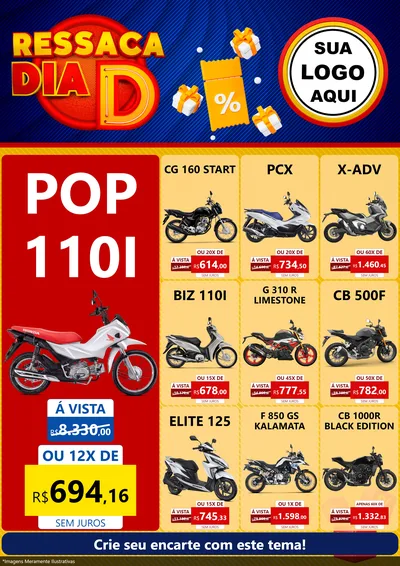 Modelo de Encarte para Encarte A4 Vertical com o tema Ressaca Dia D para Concessionaria de Motos