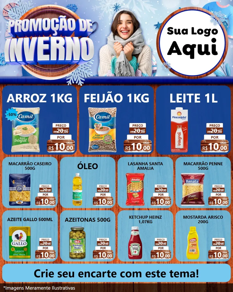 Modelo de Rede Social para Feed Instagram com o tema Promoção de Inverno para Supermercado