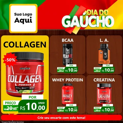 Modelo de Rede Social para Feed Facebook com o tema Dia do Gaúcho para Suplementos alimentares