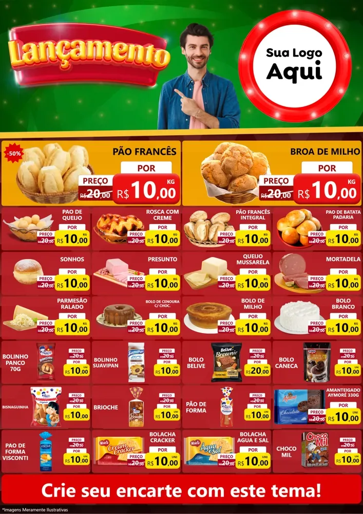 Modelo de Encarte para Encarte A4 Vertical com o tema Lançamento para Padaria