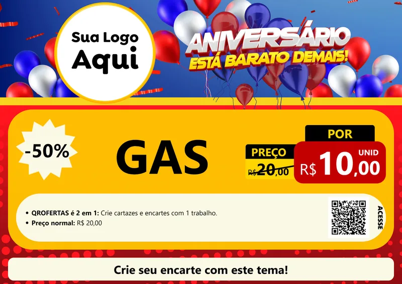 Modelo de Cartaz para Cartaz A4 Horizontal com o tema Aniversário para Água e gás