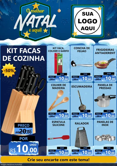 Modelo de Encarte para Encarte A4 Vertical com o tema O Melhor Natal É Aqui! para Utilidades Domésticas