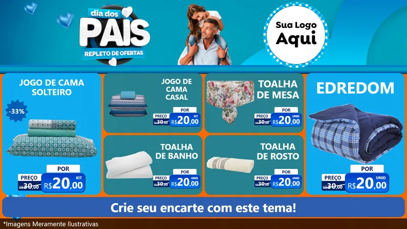 Modelo de TV para TV Horizontal com o tema Dia Dos Pais Repleto de Ofertas para Cama, Mesa e Banho