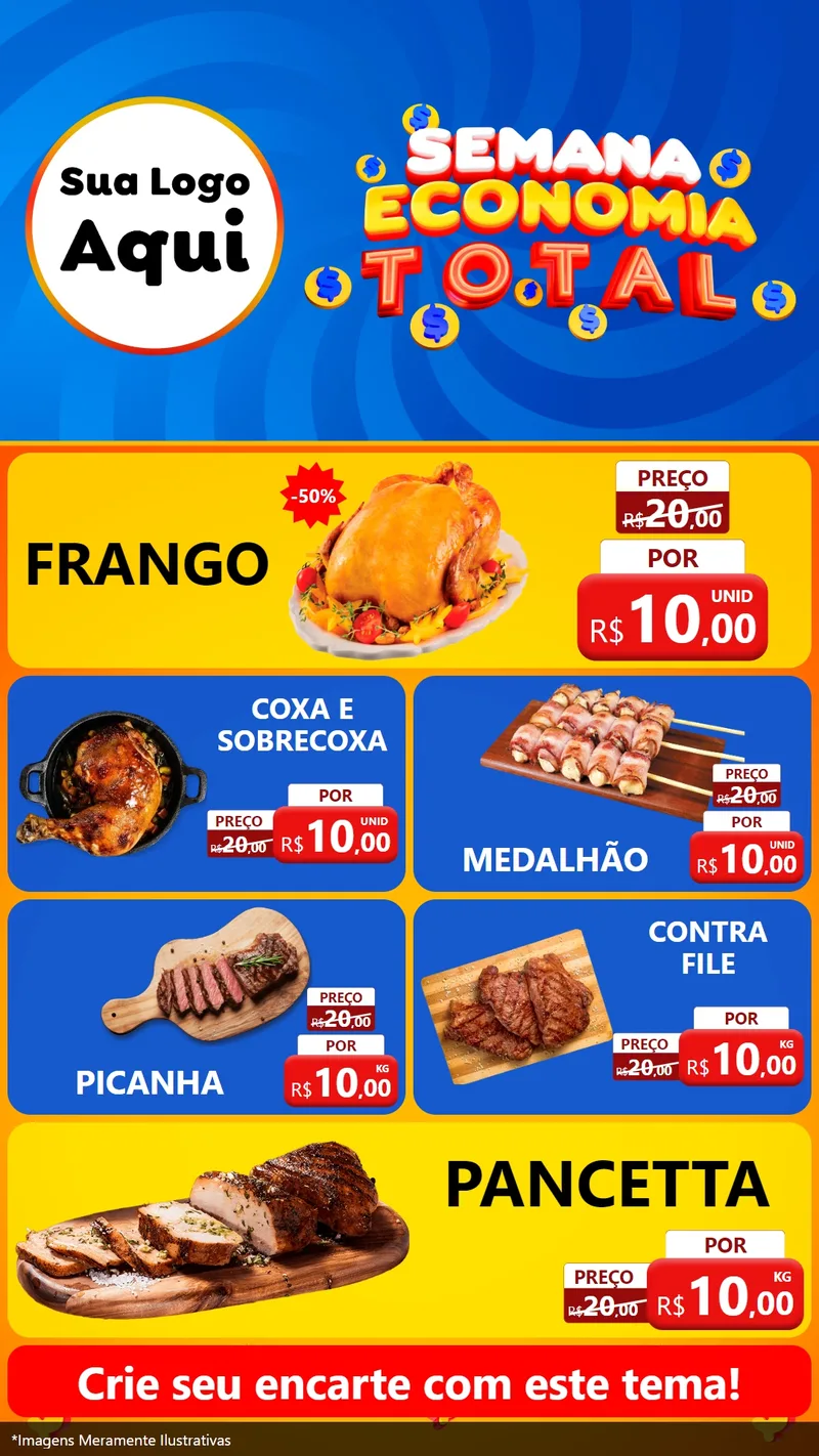 Modelo de TV para TV Vertical com o tema Semana Economia Total para Assados