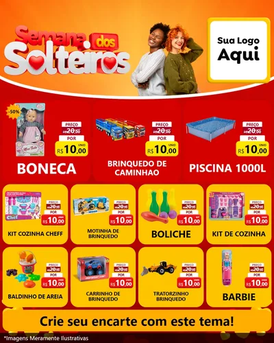 Modelo de Rede Social para Feed Instagram com o tema Semana dos Solteiros para Brinquedos