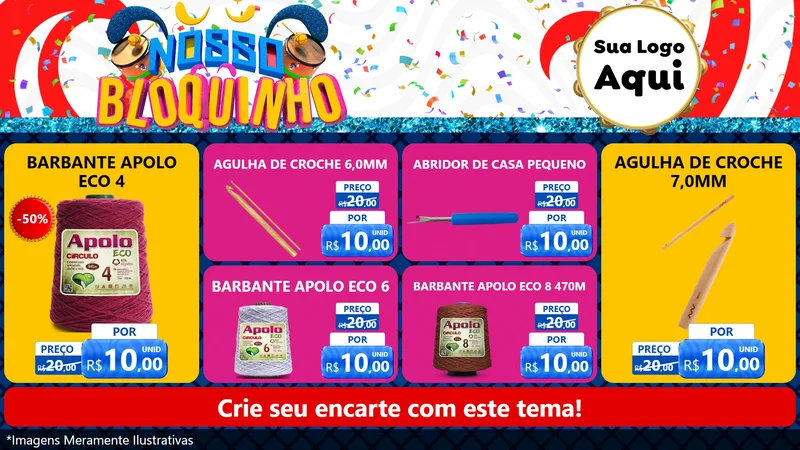 Modelo de TV para TV Horizontal com o tema Nosso Bloquinho para Armarinho e Aviamentos