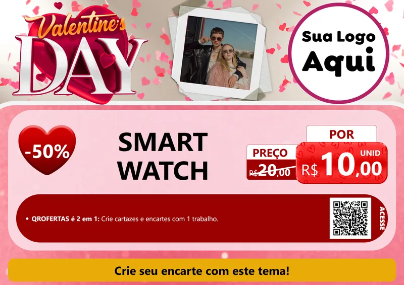 Modelo de Cartaz para Cartaz A4 Horizontal com o tema Valentine's Day para Informática