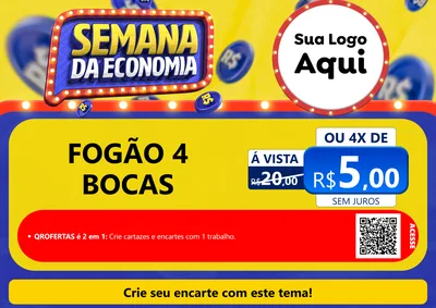 Modelo de Cartaz para Cartaz A4 Horizontal com o tema Semana da Economia para Móveis e Eletro