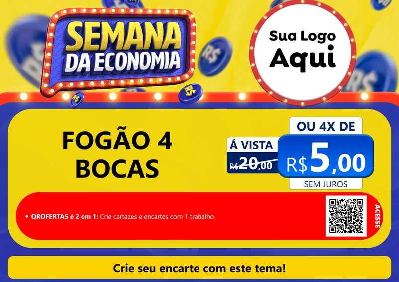 Modelo de Cartaz para Cartaz A4 Horizontal com o tema Semana da Economia para Móveis e Eletro