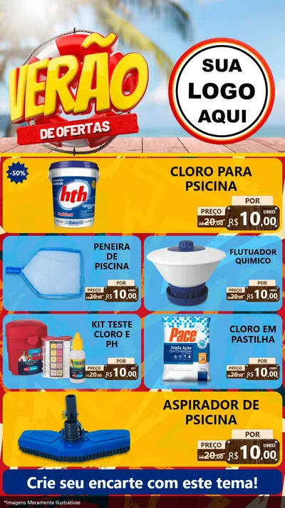 Modelo de TV para TV Vertical com o tema Verão de Ofertas para Produtos para Piscina