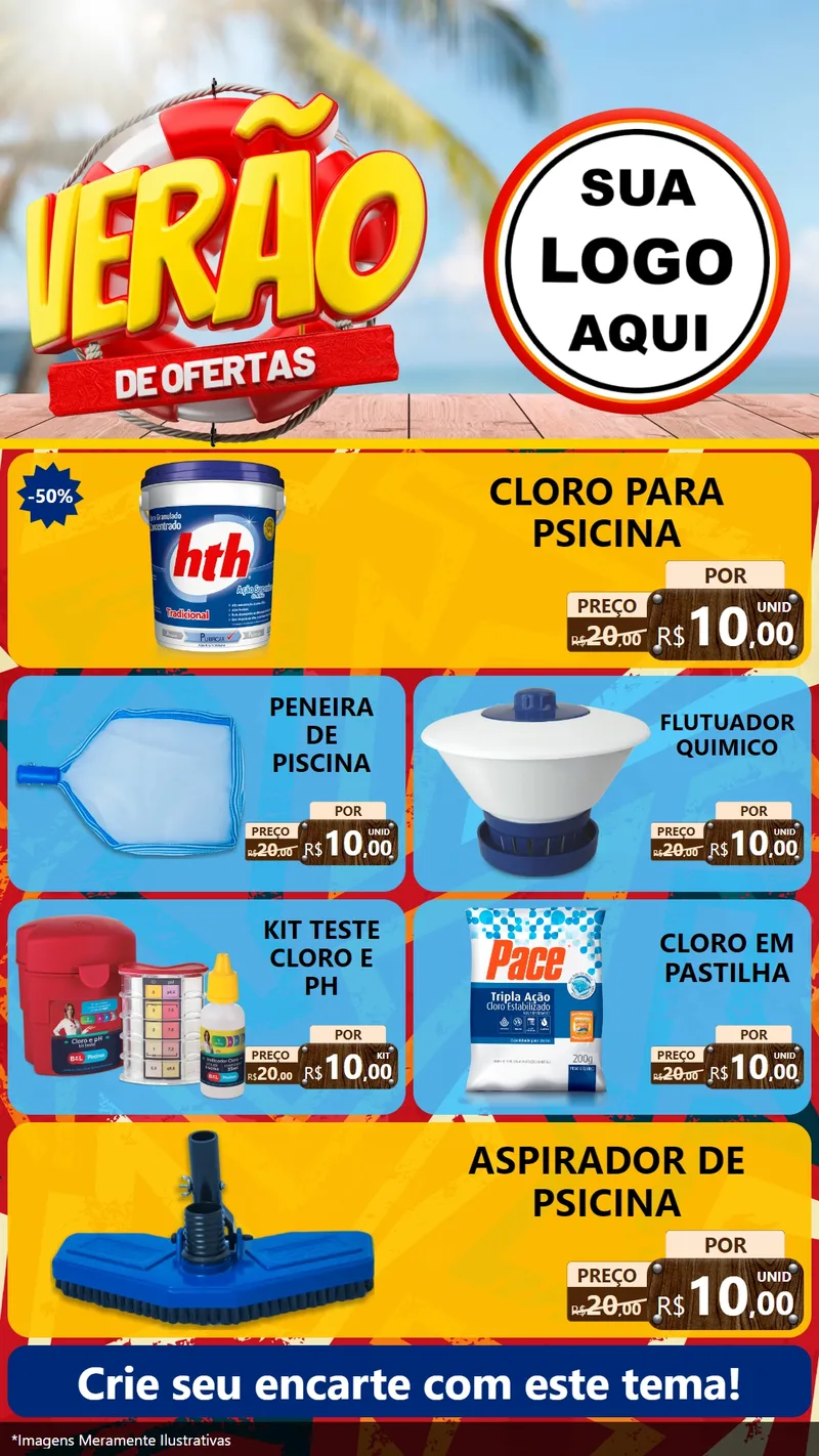 Modelo de TV para TV Vertical com o tema Verão de Ofertas para Produtos para Piscina