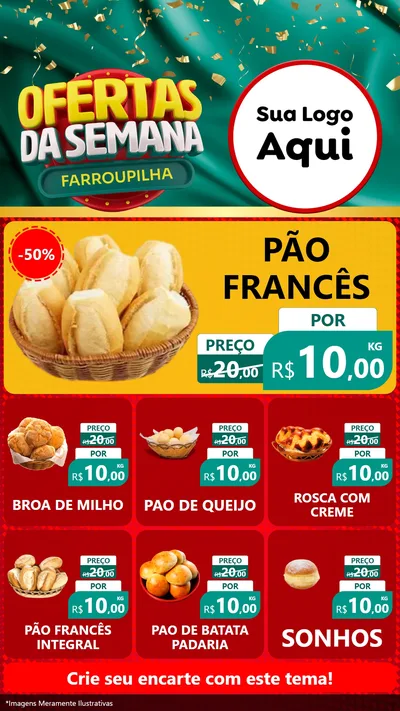 Modelo de Rede Social para Stories com o tema Ofertas da Semana Farroupilha para Padaria