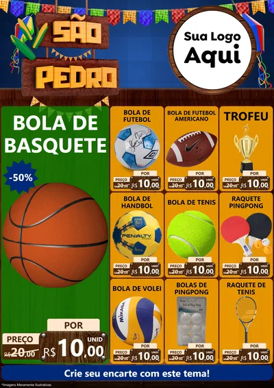Modelo de Encarte para Encarte A4 Vertical com o tema São Pedro para Artigos Esportivos