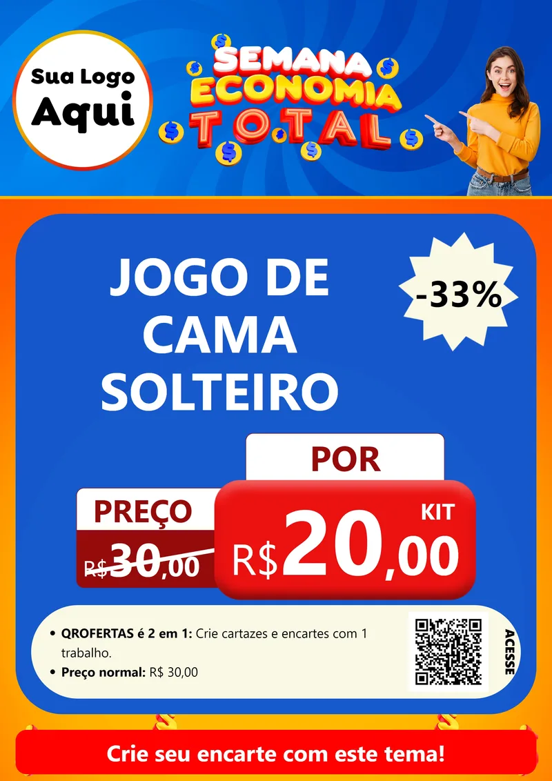Modelo de Cartaz para Cartaz A4 Vertical com o tema Semana Economia Total para Cama, Mesa e Banho
