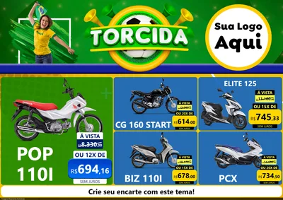 Modelo de Encarte para Encarte A4 Horizontal com o tema Torcida para Concessionaria de Motos