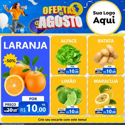 Modelo de Rede Social para Feed Facebook com o tema Ofertas de Agosto para Hortifrúti