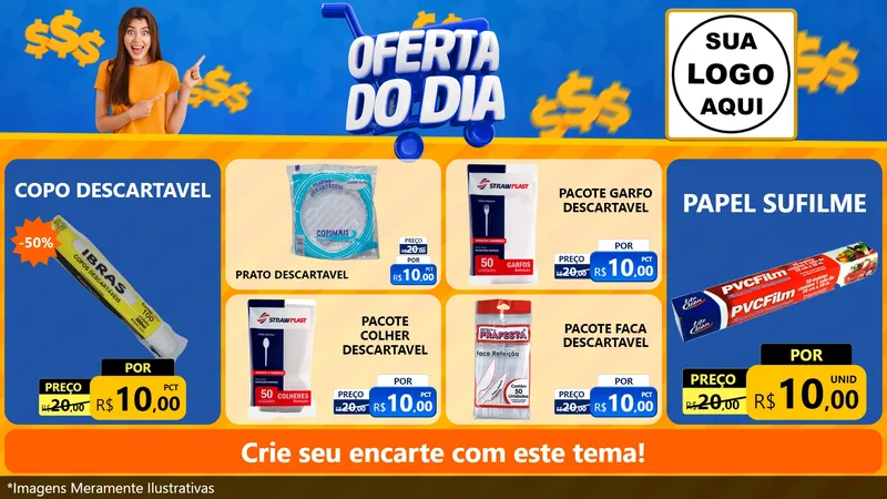 Modelo de TV para TV Horizontal com o tema Oferta do Dia para Embalagens