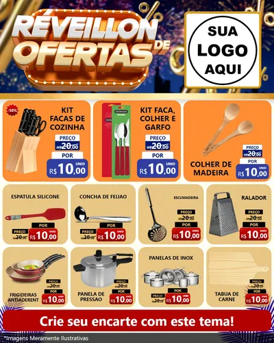 Modelo de Rede Social para Feed Instagram com o tema Réveillon de Ofertas para Utilidades Domésticas