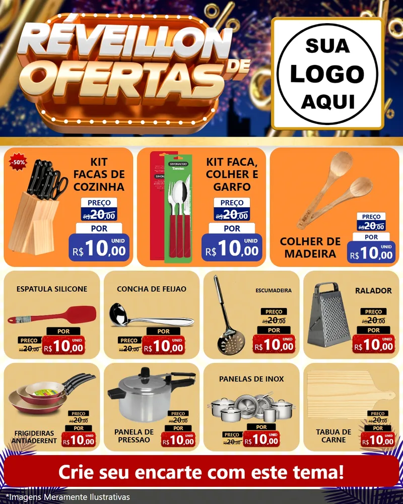 Modelo de Rede Social para Feed Instagram com o tema Réveillon de Ofertas para Utilidades Domésticas