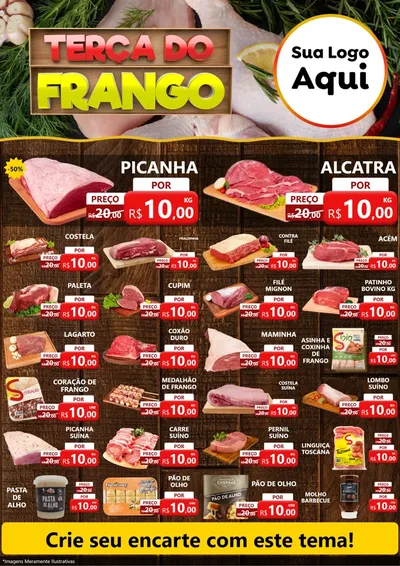Modelo de Encarte para Encarte A4 Vertical com o tema Terça do Frango para Açougue