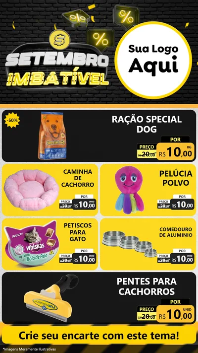 Modelo de TV para TV Vertical com o tema Setembro Imbatível para Pet Shop