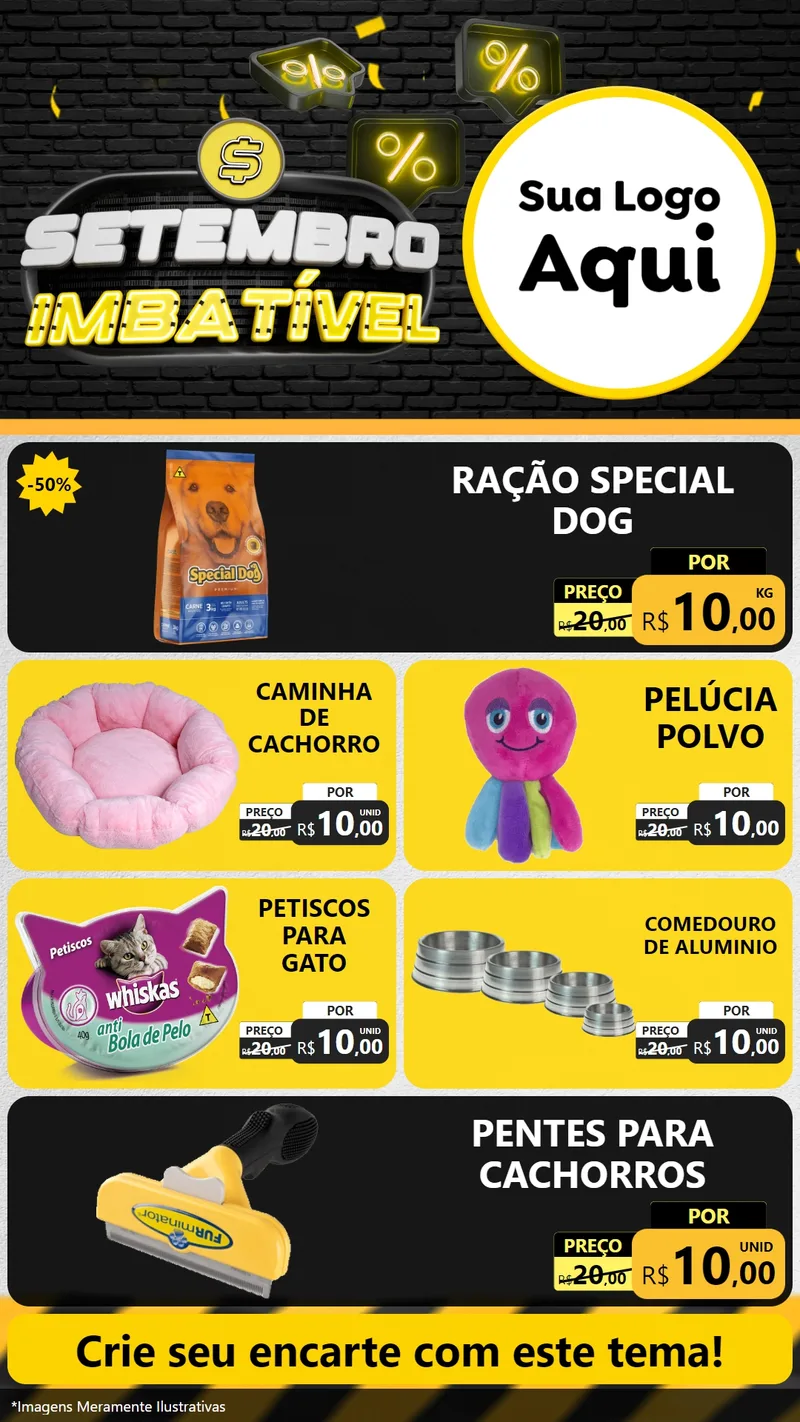 Modelo de TV para TV Vertical com o tema Setembro Imbatível para Pet Shop