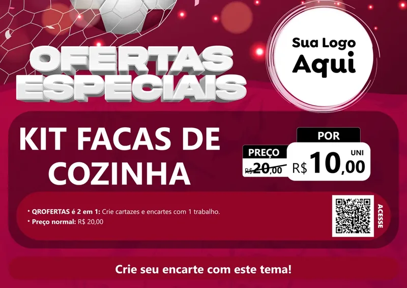 Modelo de Cartaz para Cartaz A4 Horizontal com o tema Ofertas Especiais - Futebol para Utilidades Domésticas
