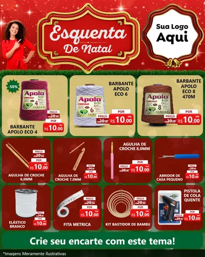 Modelo de Rede Social para Feed Instagram com o tema Esquenta de Natal para Armarinho e Aviamentos