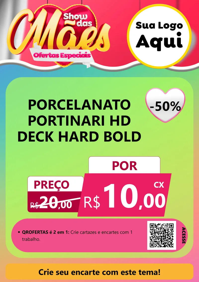 Modelo de Cartaz para Cartaz A4 Vertical com o tema Show das Mães - Ofertas Especiais para Pisos e revestimentos