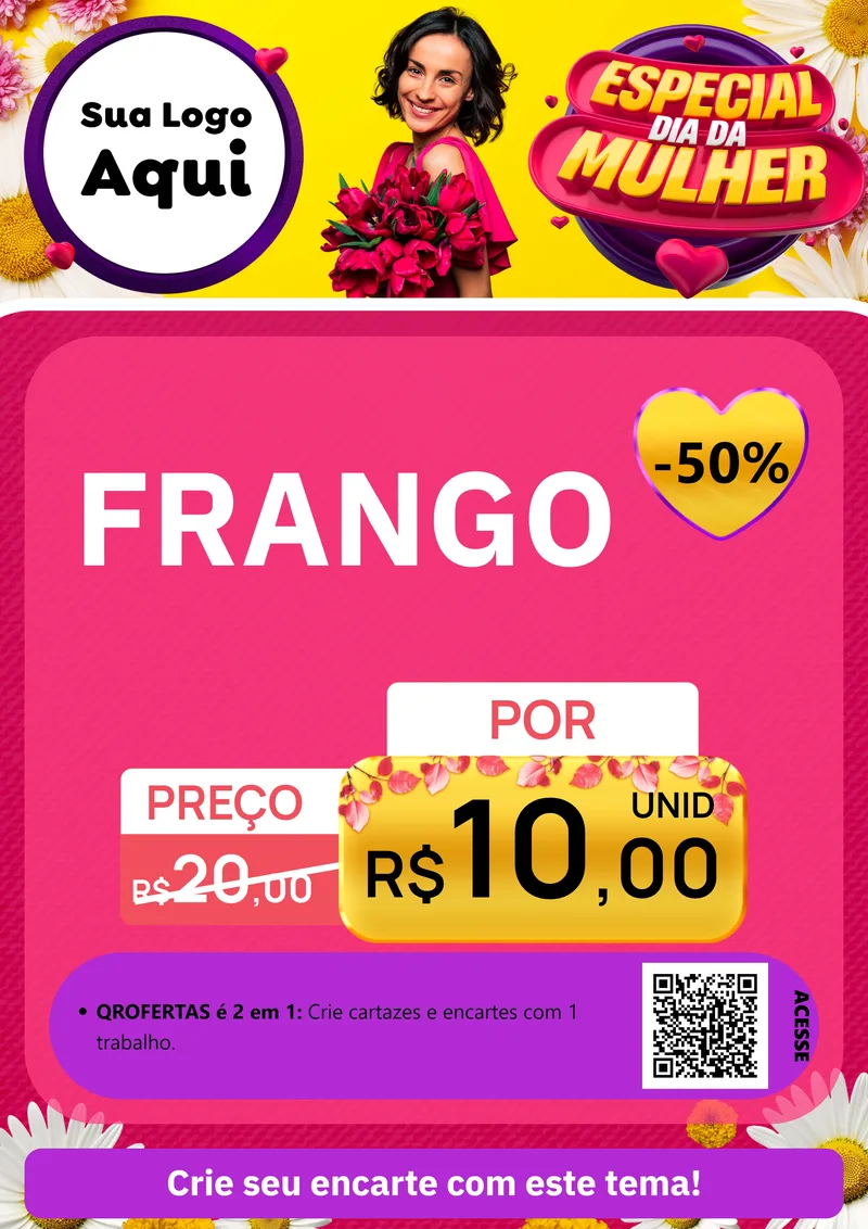 Modelo de Cartaz para Cartaz A4 Vertical com o tema Especial Dia da Mulher para Assados