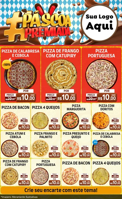 Modelo de Encarte para Encarte Grande com o tema Páscoa Premiada para Pizzaria