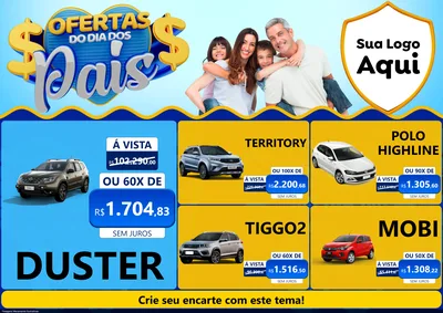 Modelo de Encarte para Encarte A4 Horizontal com o tema Ofertas do Dia dos Pais para Concessionaria de Carros