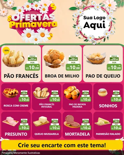 Modelo de Rede Social para Feed Instagram com o tema Ofertas de Primavera para Padaria