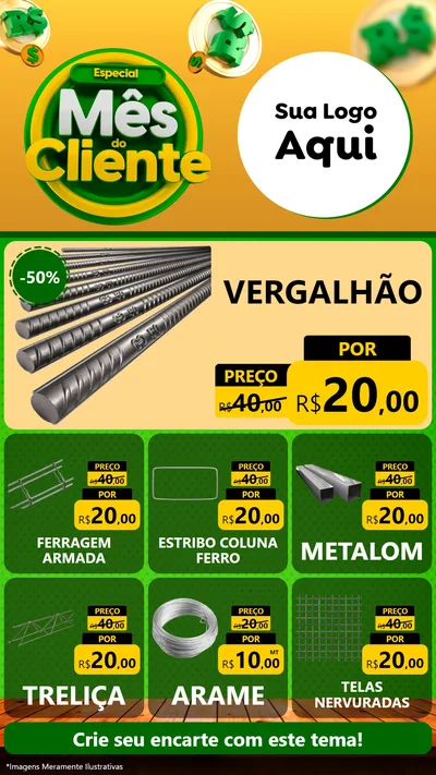 Modelo de Rede Social para Stories com o tema Especial Mês do Cliente para Ferragens